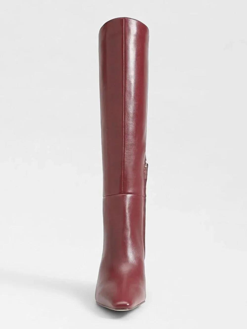 Women's Burgundy Chunky Heel Pointed Toe Faux Suede Side Zipper Knee High Boots